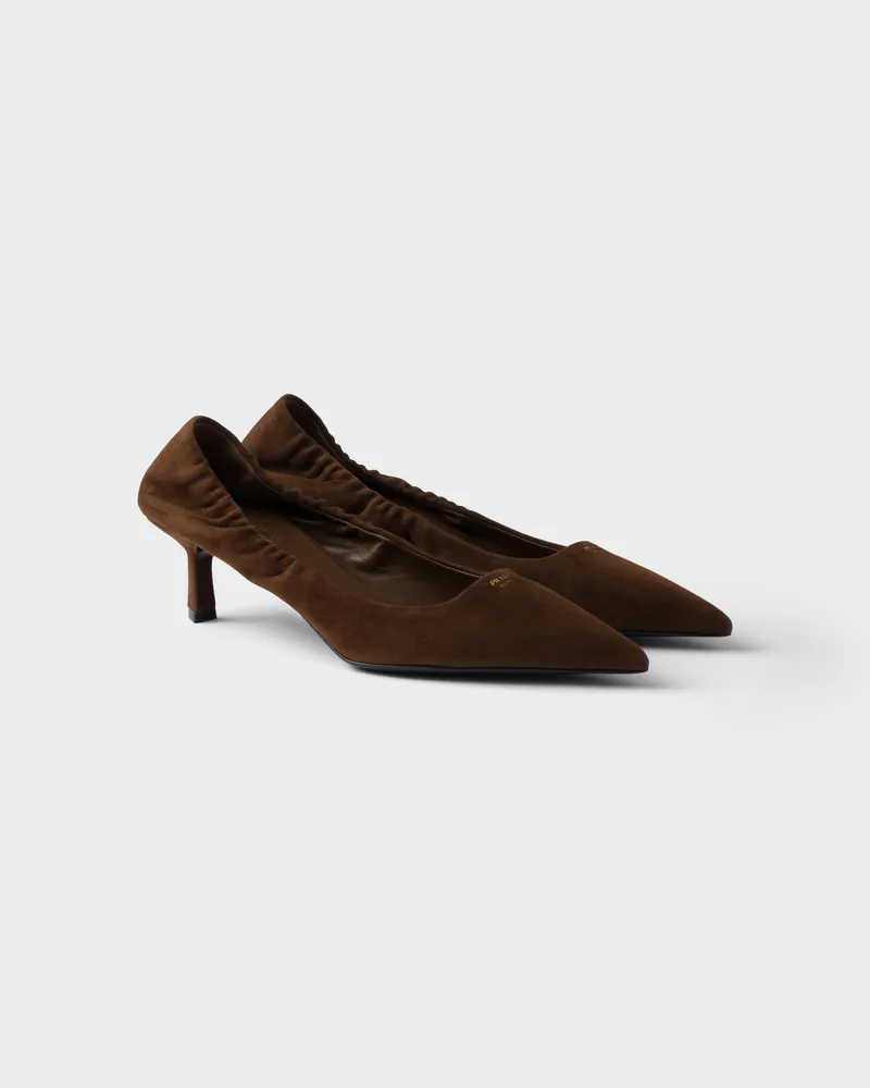 Prada Pumps aus Wildleder Kakaobraun