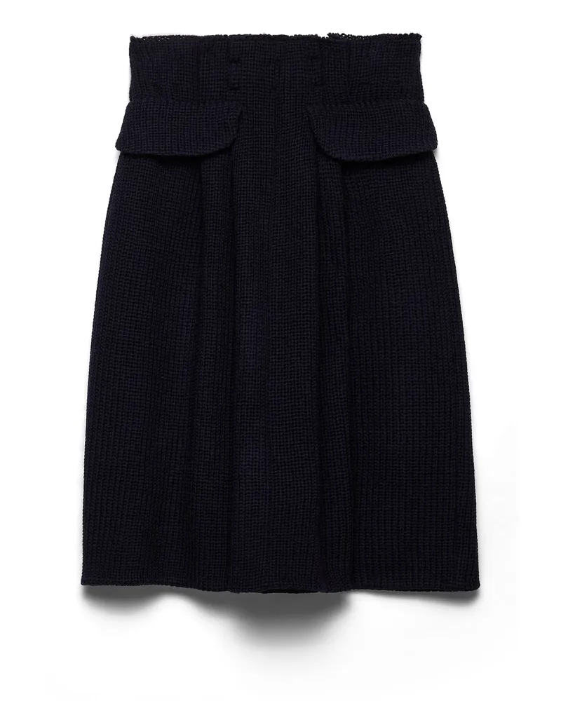 Prada Midirock Aus Wollstrick, Damen, Blau, Größe Blau