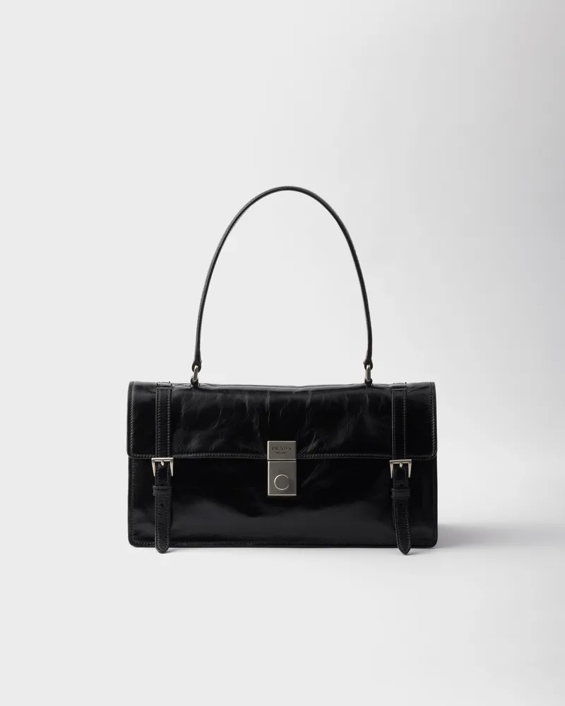 Prada Mittelgroße Handtasche aus Leder Schwarz