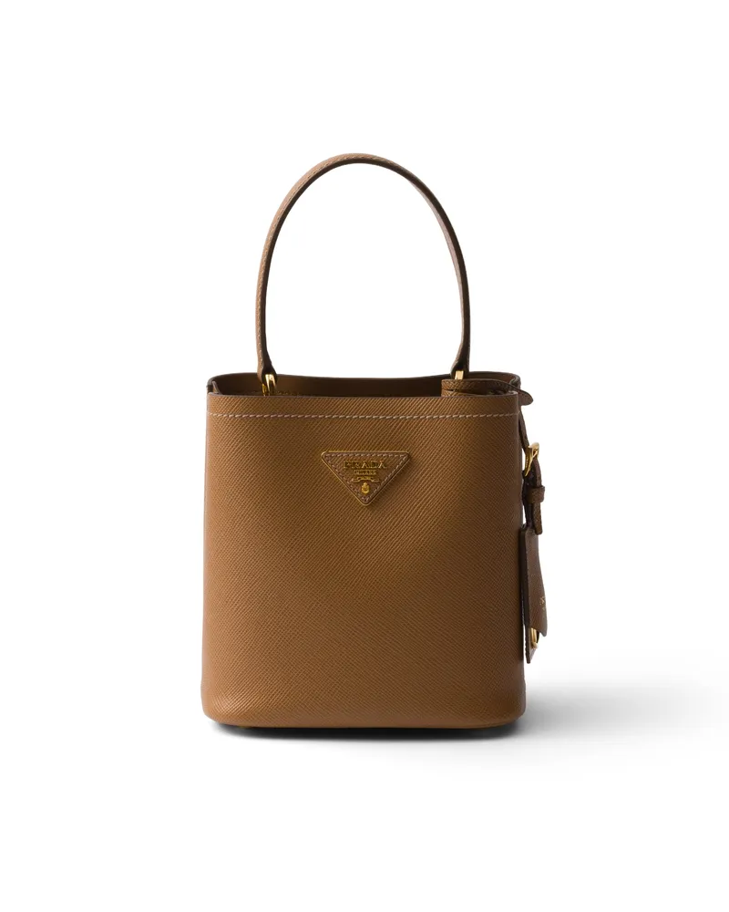 Prada Panier Mini Bag Aus Saffiano-leder, Damen, Karamell Karamell