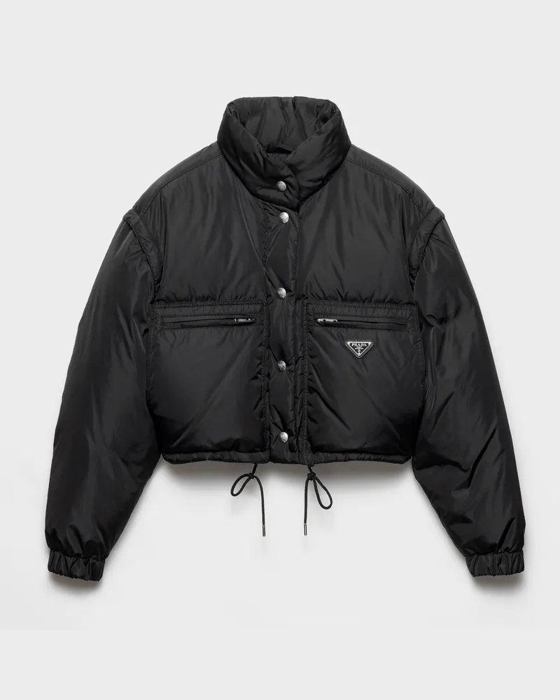 Prada Kurze Daunenjacke aus Re-Nylon Schwarz