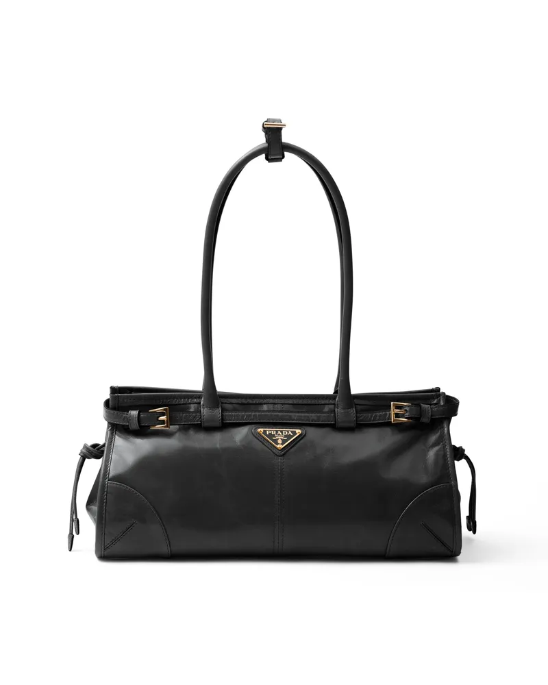 Prada Bonnie Mittelgroße Handtasche Aus Leder, Damen, Schwarz Schwarz