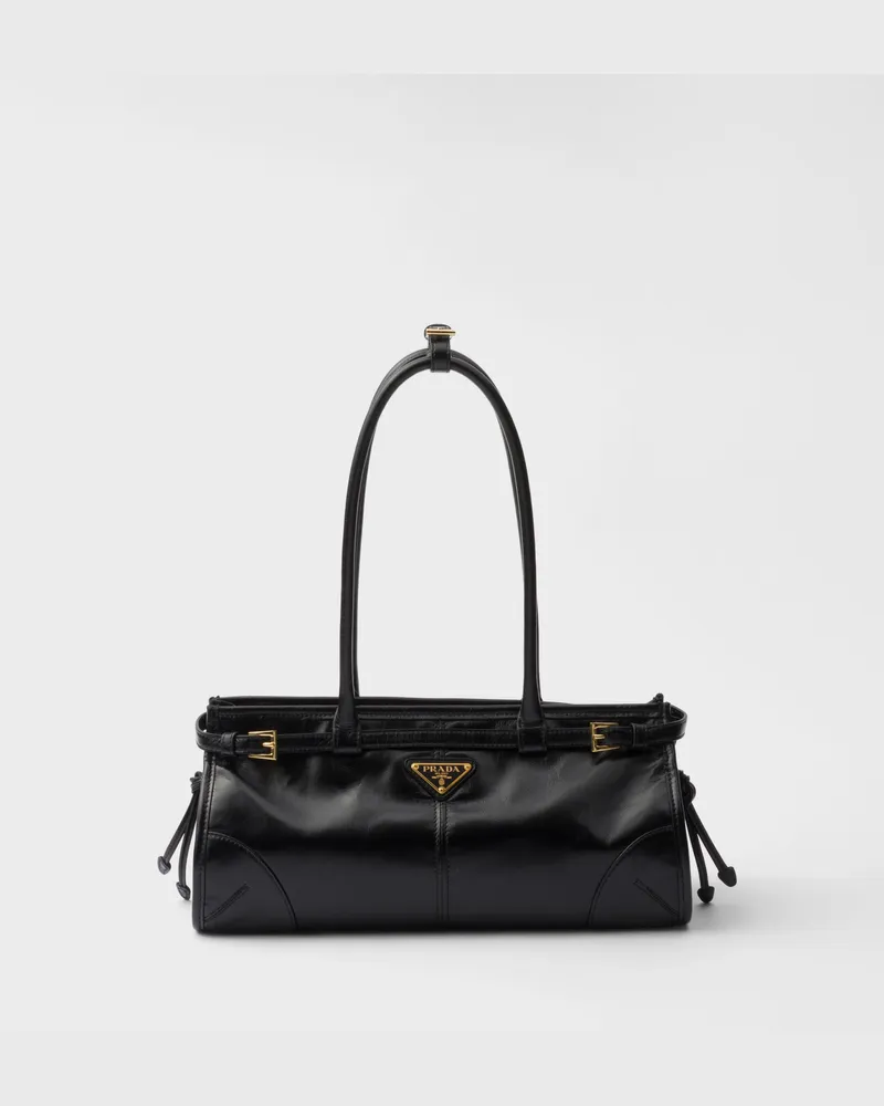 Prada Bonnie Mittelgroße Handtasche aus Leder Schwarz