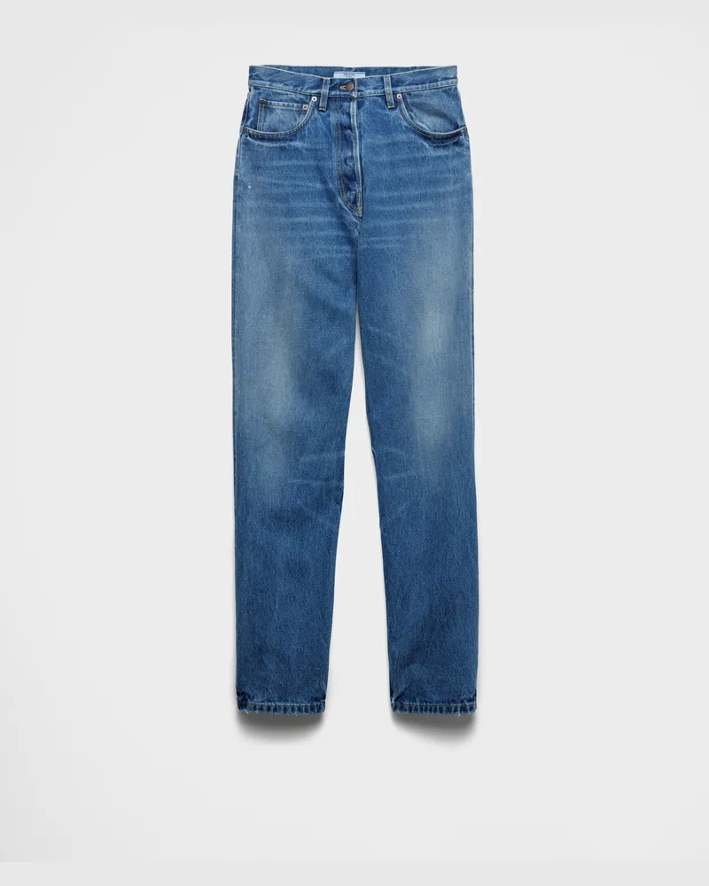 Prada Jeans aus Denim mit weitem Bein Hellblau