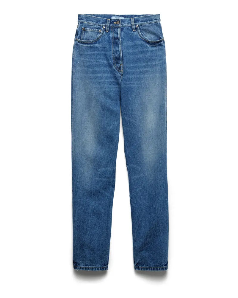Prada Jeans Aus Denim Mit Weitem Bein, Damen, Hellblau, Größe Hellblau
