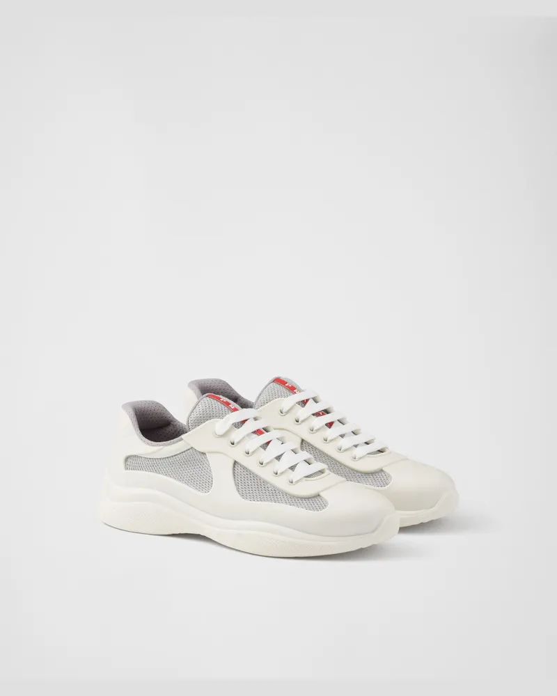 Prada America’s Cup Sneaker aus weichem Gummi und Bike-Gewebe Creme