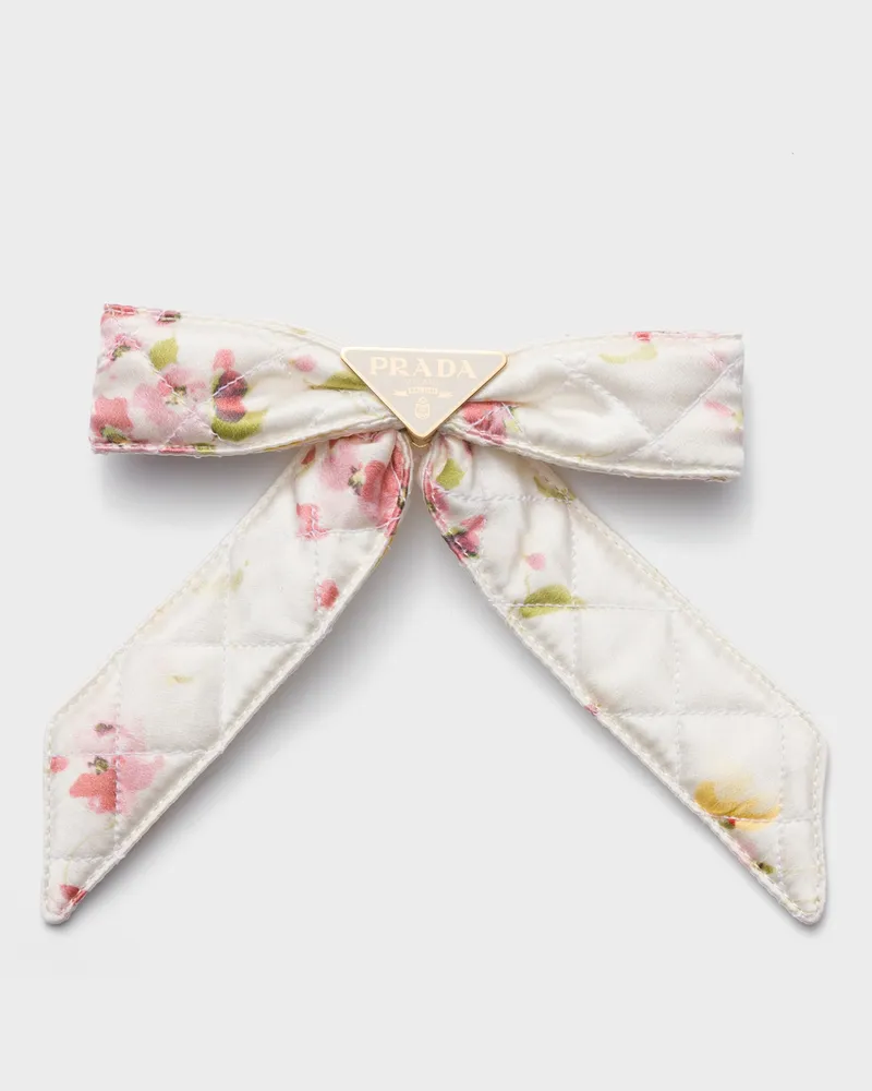 Prada Haarspange aus Satin mit Blumenmuster Begonienrosa
