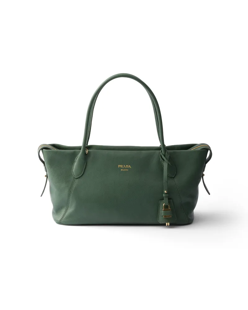 Prada Große Tote Bag Aus Leder, Damen, Salbeigrün Salbeigrün