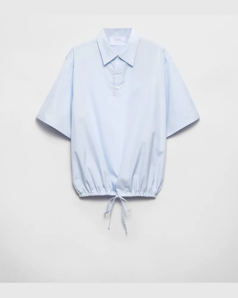 Prada Kurzärmliges Hemd aus Baumwolle Himmelblau