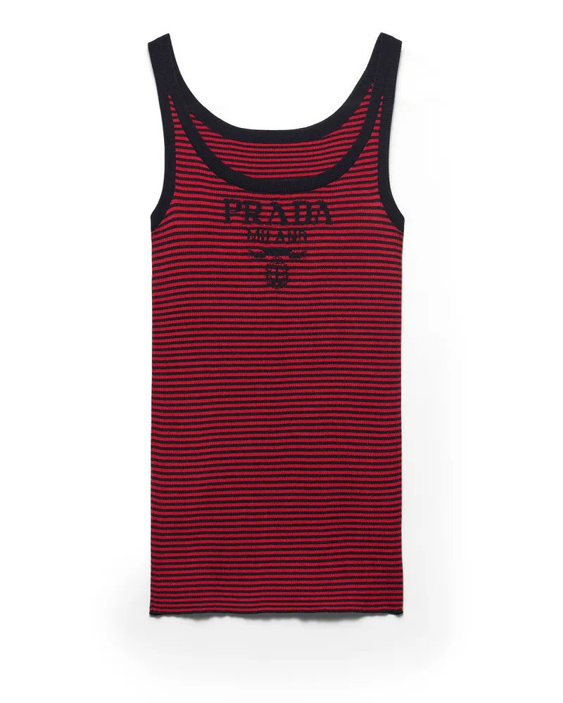 Prada Tanktop Aus Seide, Damen, Blau/rot, Größe Blau
