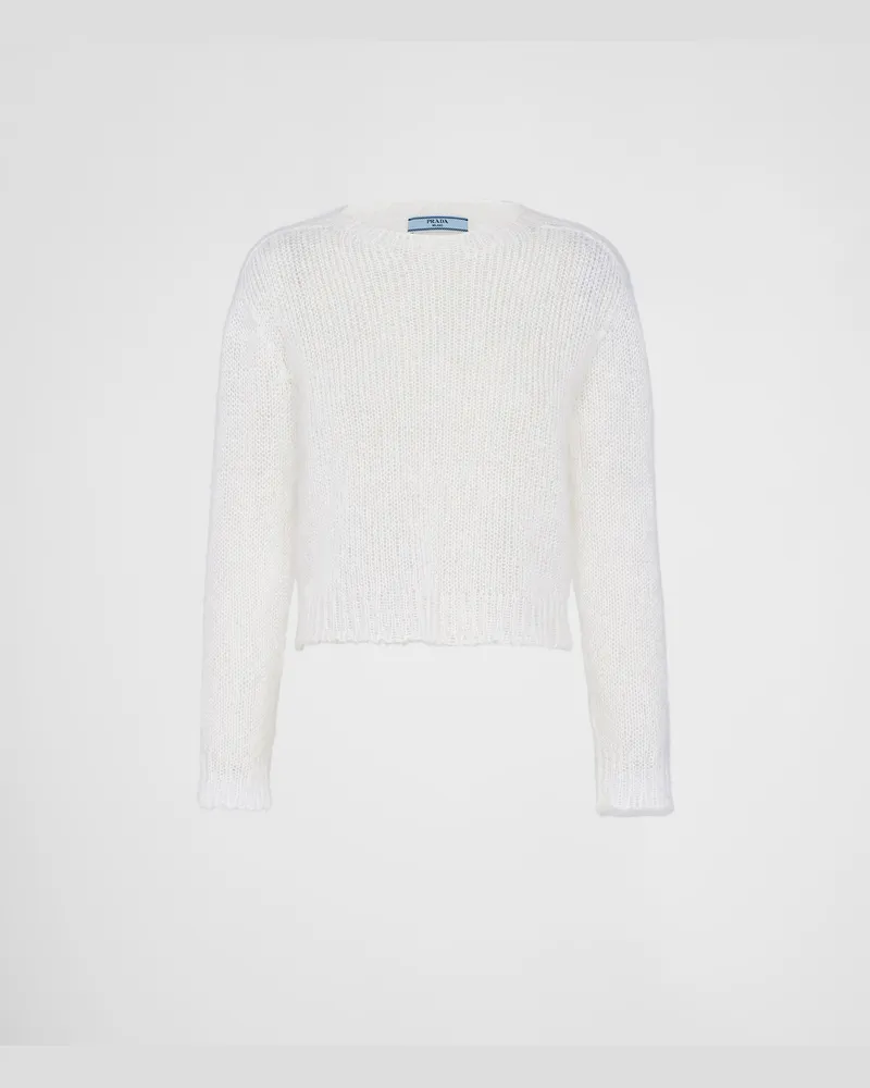 Prada Rundhalspullover aus Mohair Natur