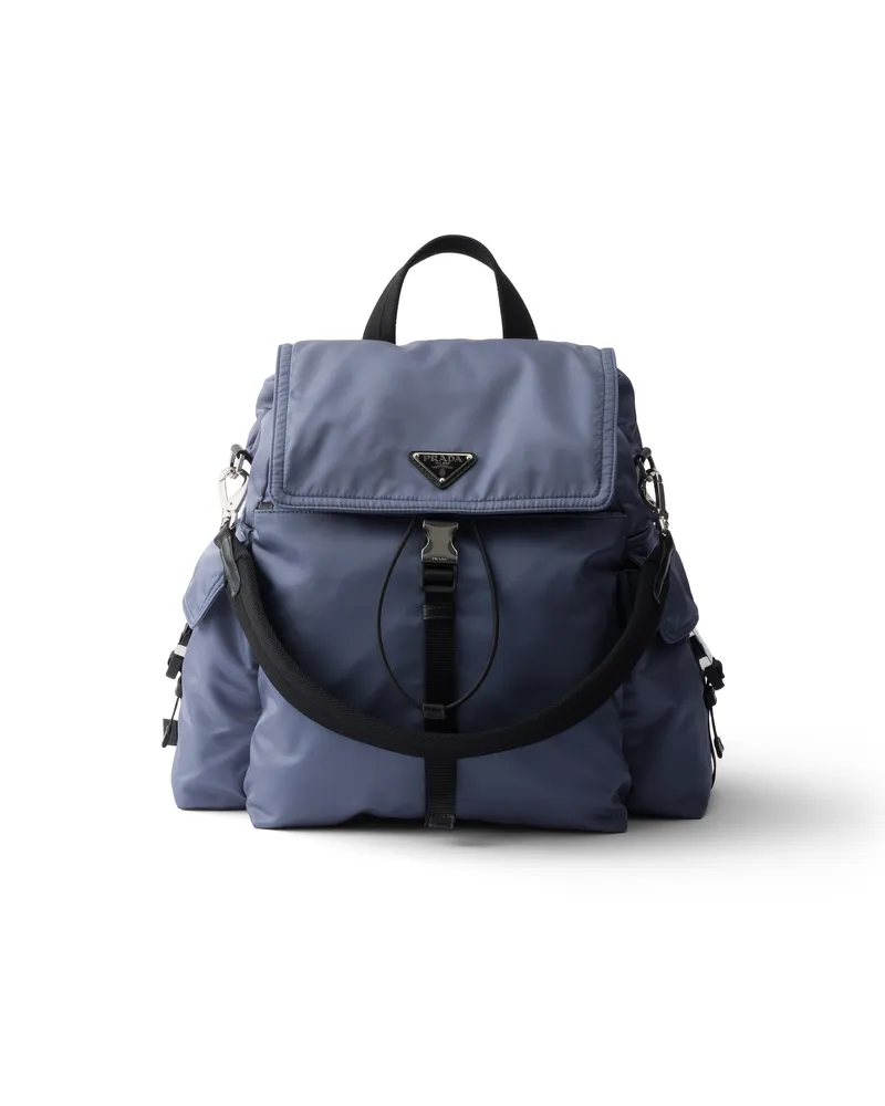 Prada Explore Rucksack Aus Re-nylon Und Leder, Herren, Aviation/blau Aviation