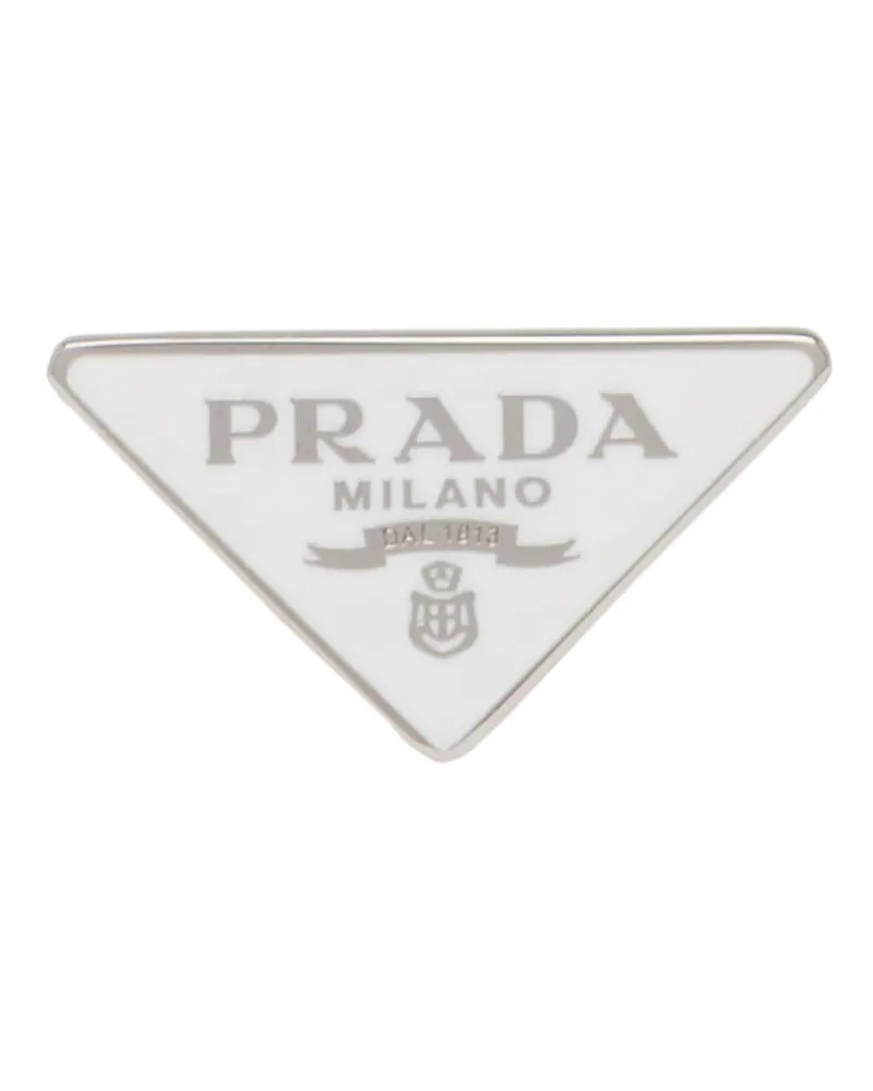 Prada Symbole Linker Ohrclip, Damen, Weiss Weiss