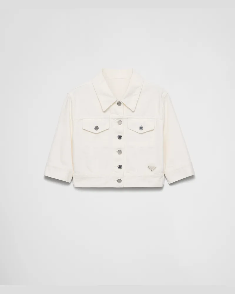 Prada Kurze Jacke aus Denim Weiss