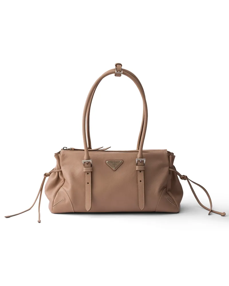 Prada Mittelgroße Tote Bag Aus Gealtertem Leder, Damen, Cameo Cameo