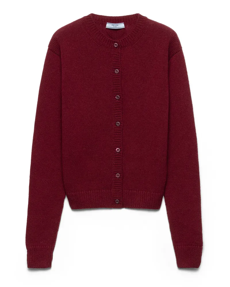 Prada Strickjacke Aus Kaschmir, Damen, Amaranthrot/maisgelb, Größe Amaranthrot