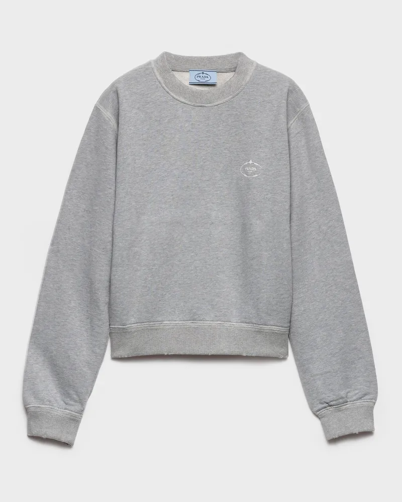 Prada Sweatshirt aus Baumwolle mit Rundhalsausschnitt Grau