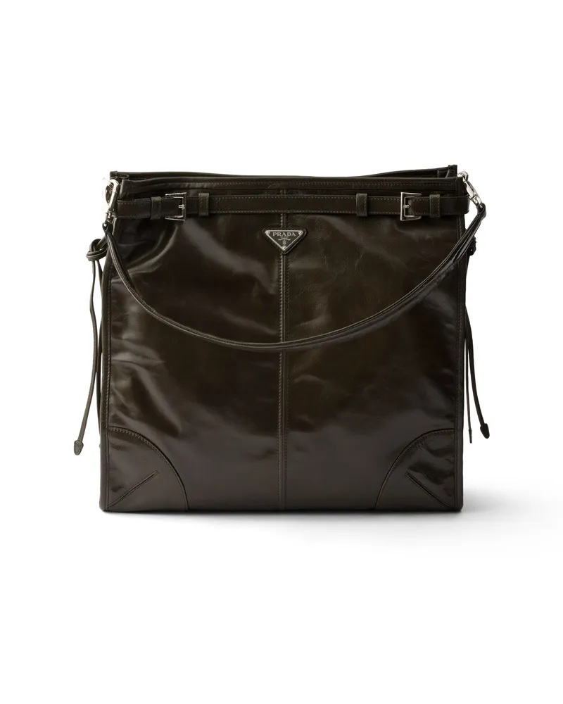 Prada Bonnie Schultertasche Aus Leder, Herren, Waldgrün Waldgrün