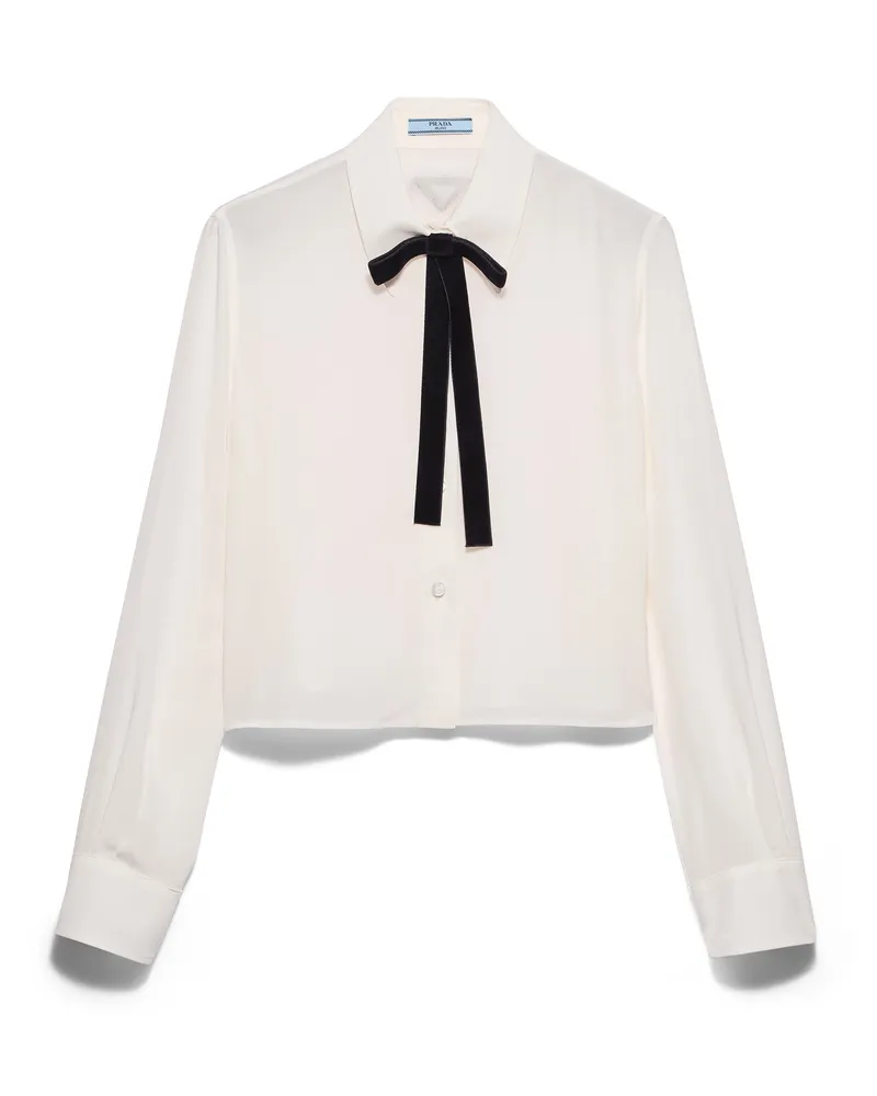 Prada Hemd Aus Crêpe De Chine, Damen, Elfenbein, Größe Elfenbein