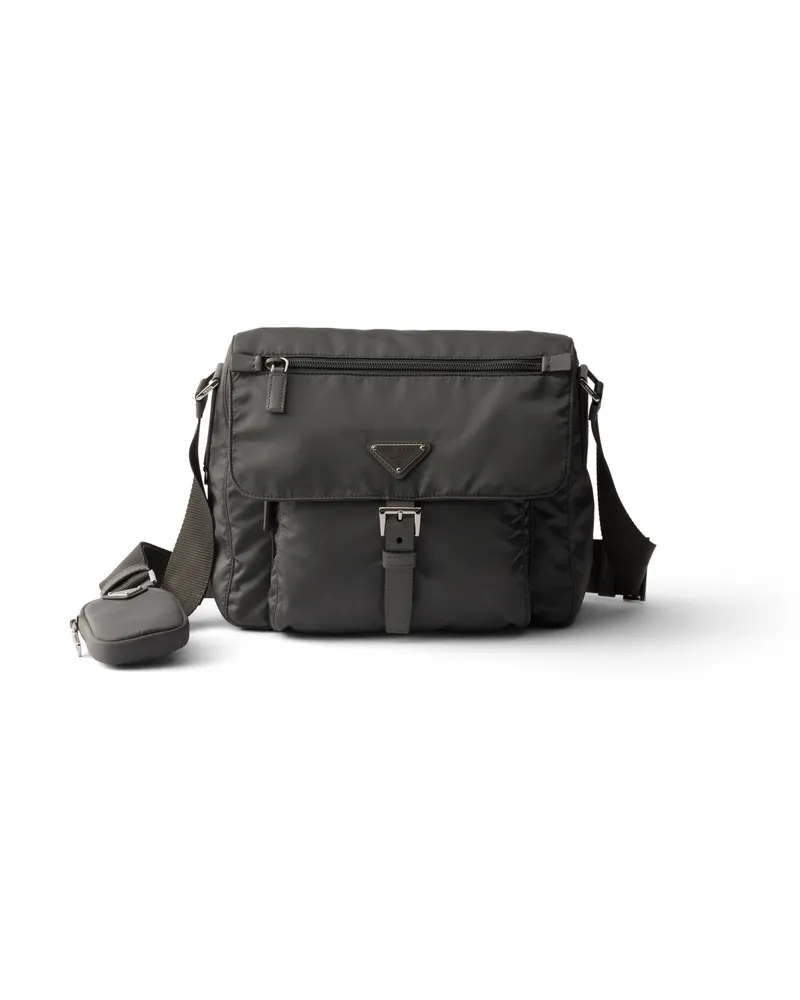Prada Schultertasche Aus Re-nylon, Damen, Quecksilbergrau Quecksilbergrau