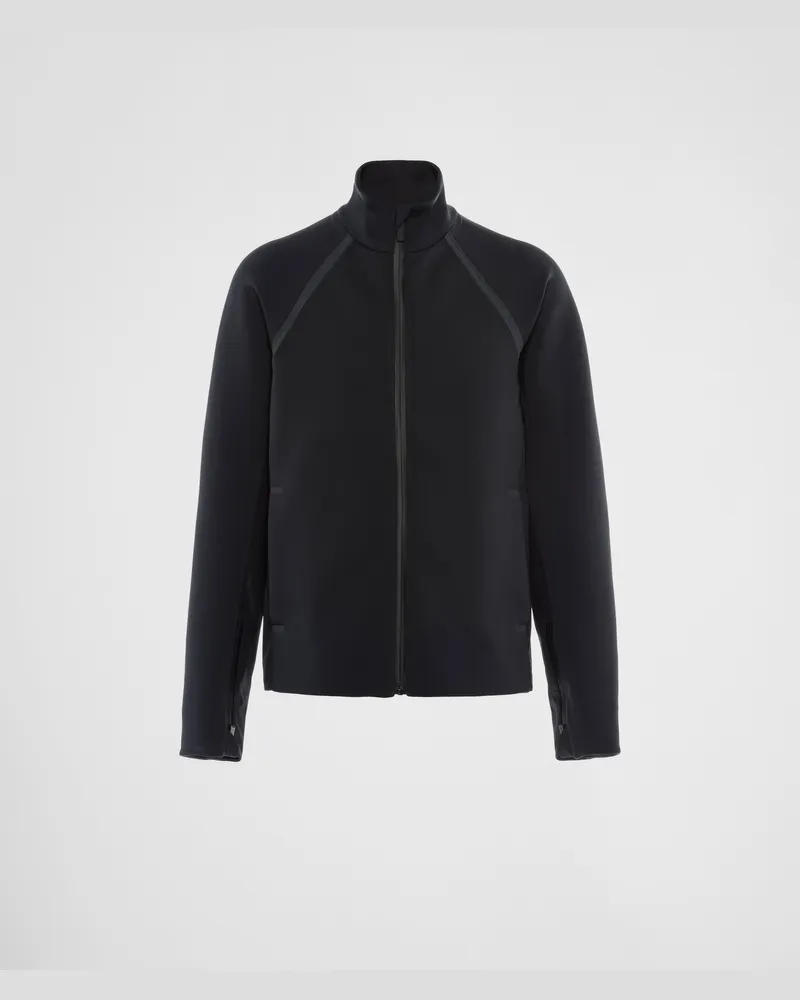 Prada Reißverschluss-Jacke aus recyceltem Double Jersey Schwarz
