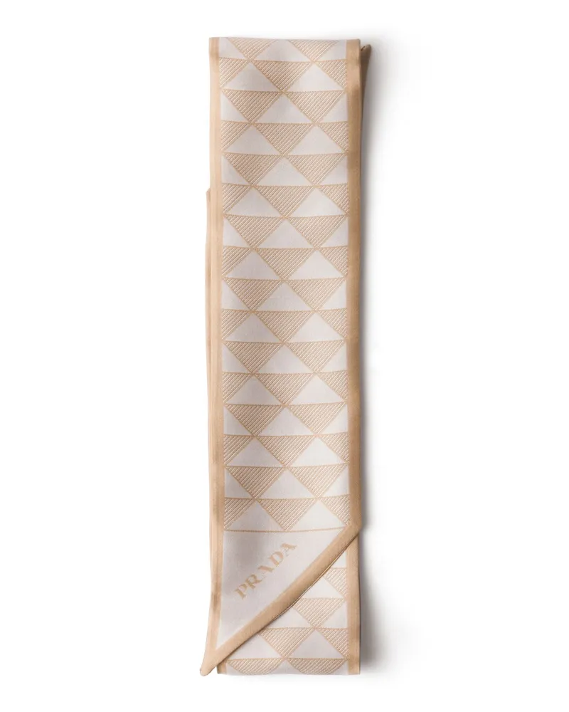 Prada Krawatte Aus Jacquard-seide, Damen, Cameo-beige/kalkweiß Cameo-beige