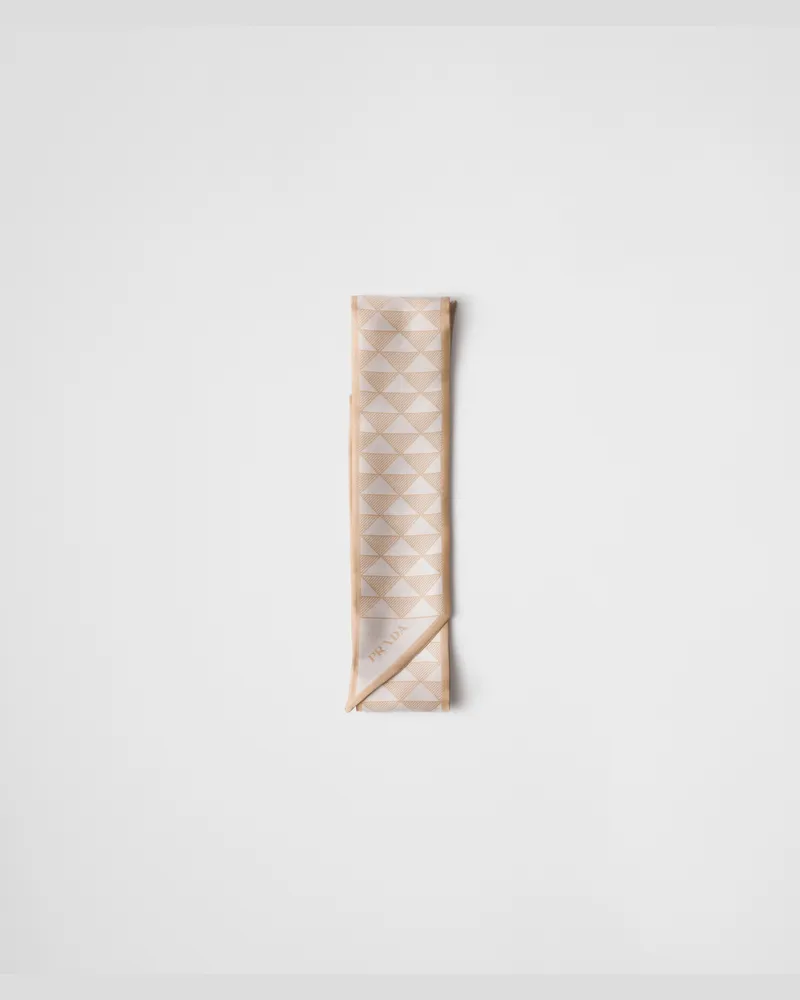 Prada Krawatte Aus Jacquard-seide, Damen, Cameo-beige/kalkweiß Cameo-beige