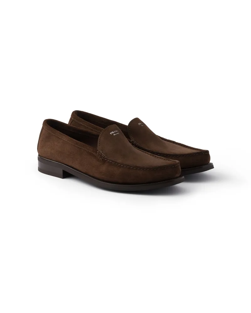 Prada Loafer Aus Wildleder, Herren, Dunkelbraun, Größe 5 Dunkelbraun