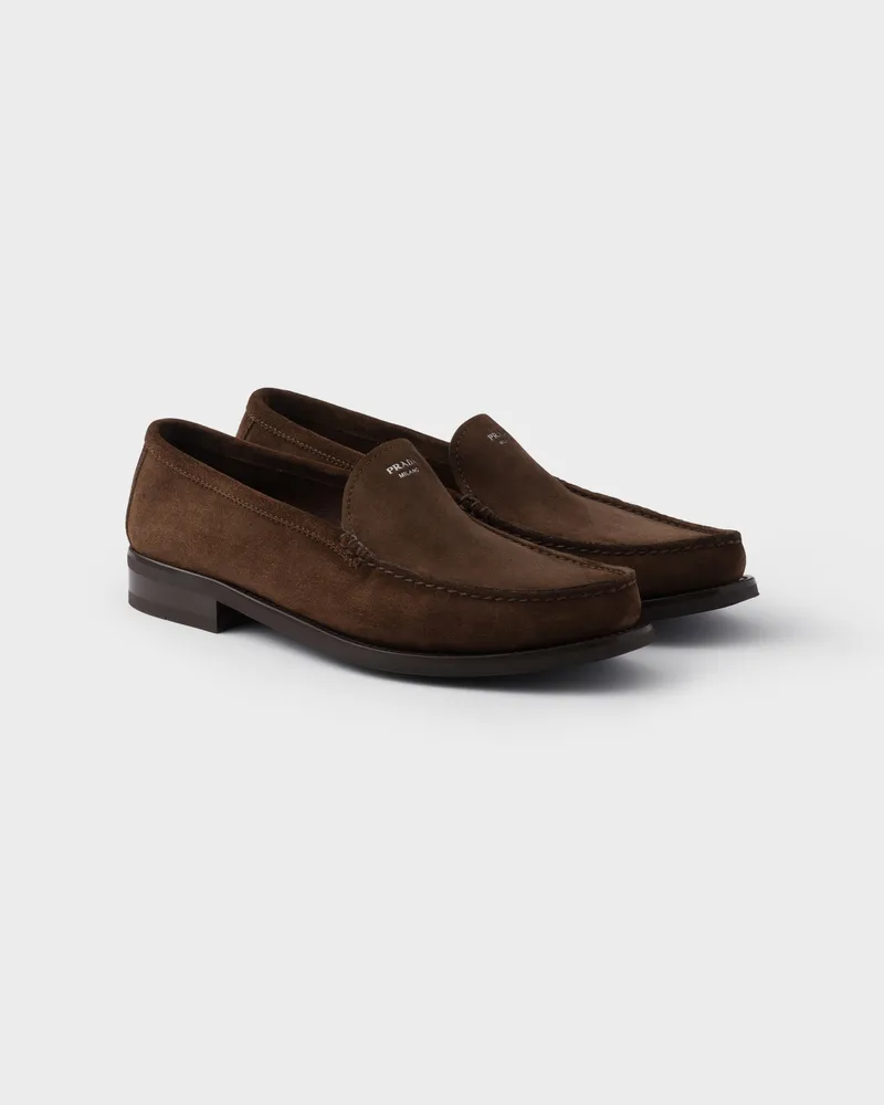 Prada Loafer aus Wildleder Dunkelbraun