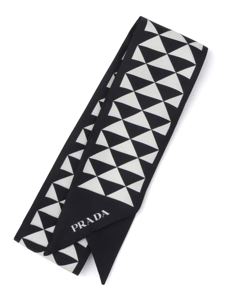 Prada Bedruckte Krawatte Aus Seide, Damen, Schwarz/weiss Schwarz