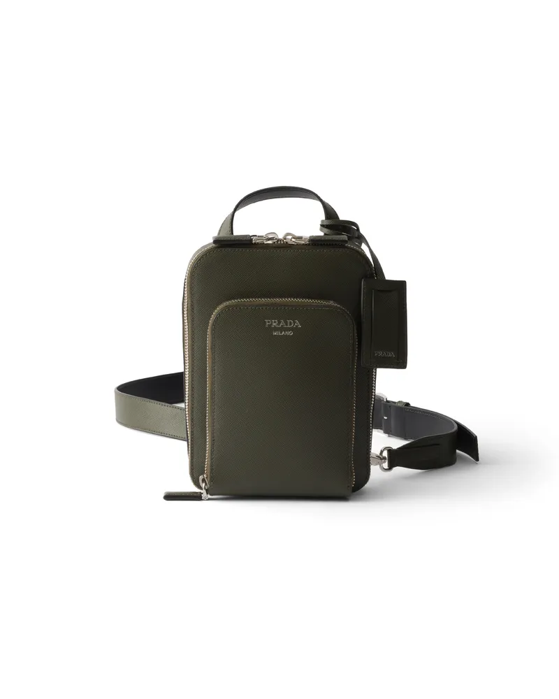 Prada Rucksack Aus Saffiano-leder, Herren, Waldgrün Waldgrün