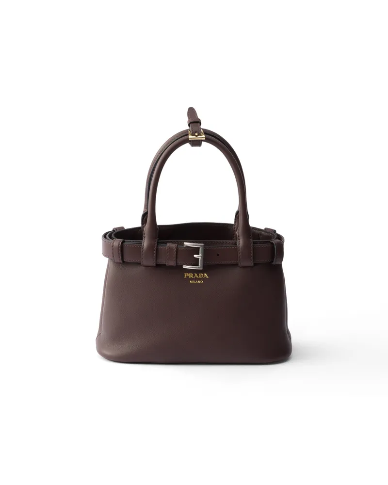 Prada Buckle Kleine Tasche Aus Leder Mit Gürtel, Damen, Bruyèreholz Bruyèreholz