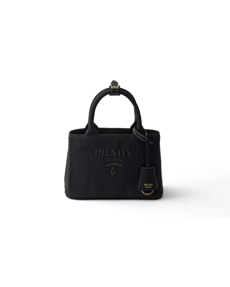 Prada Jardinière Mini-tasche Aus Baumwoll-canvas, Damen, Schwarz Schwarz