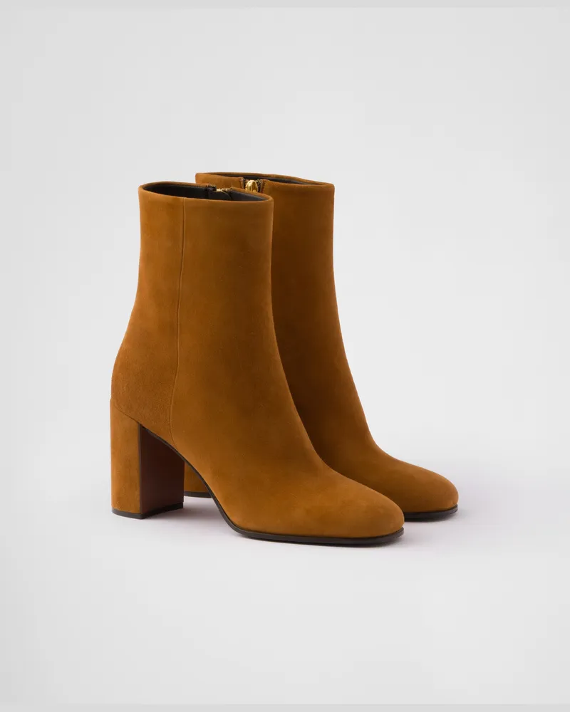 Prada Stiefeletten aus Wildleder Cognac