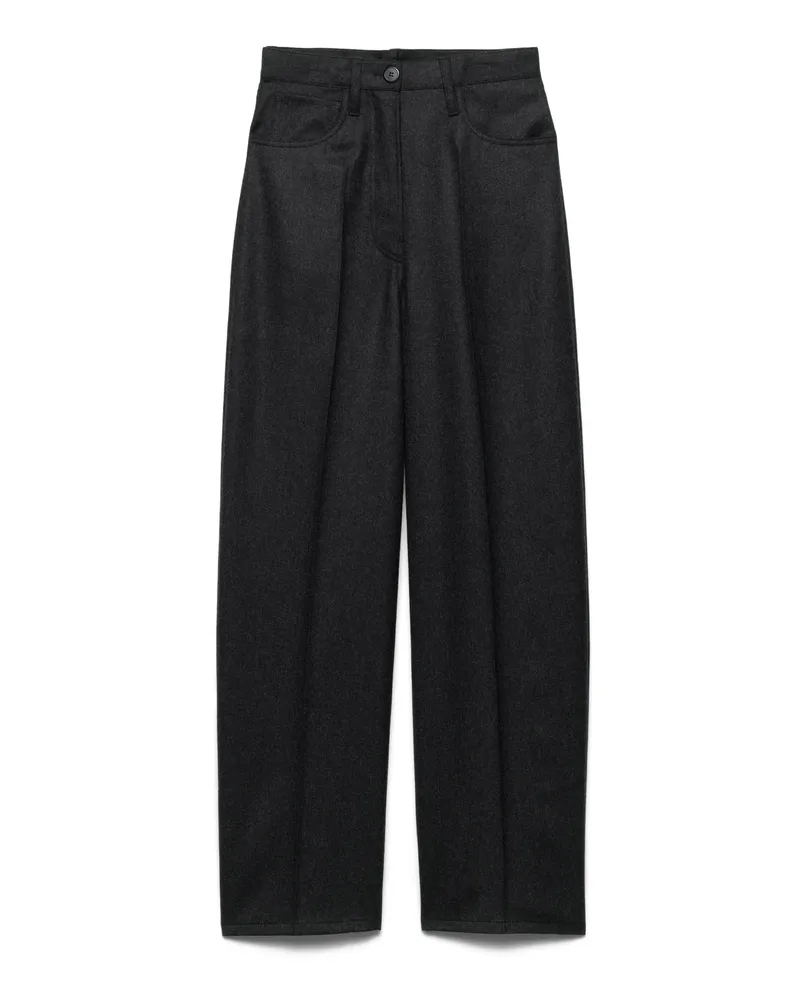Prada Hose Aus Wolle Und Flanell, Damen, Anthrazitgrau, Größe Anthrazitgrau