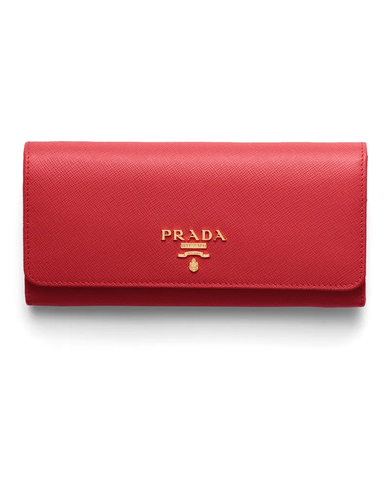 Prada Große Geldbörse Aus Saffiano-leder, Damen, Feuerrot Feuerrot