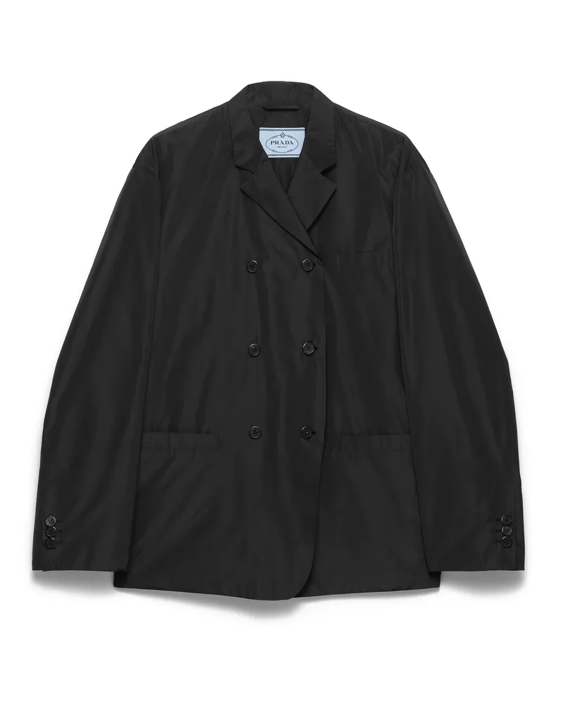 Prada Doppelreihige Jacke Aus Technischem Taft, Damen, Schwarz, Größe Schwarz