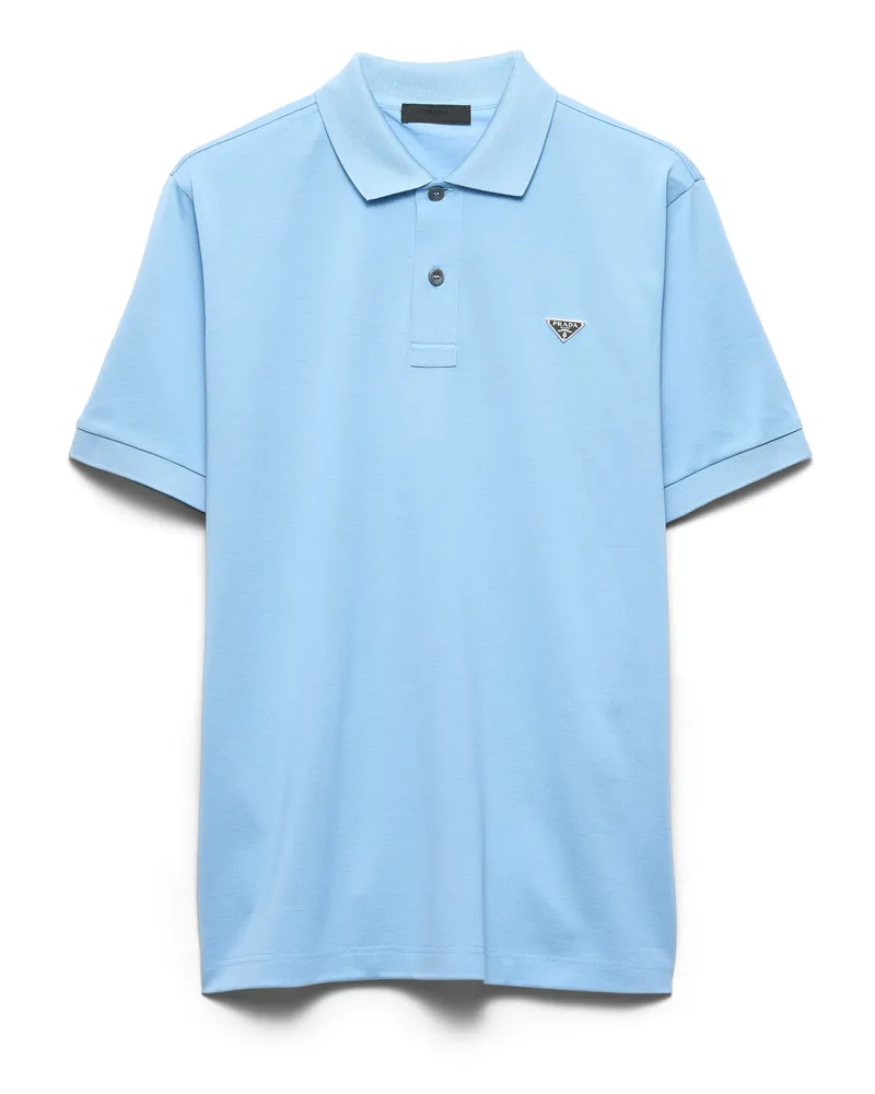 Prada Poloshirt Aus Piqué, Herren, Hellblau, Größe Hellblau