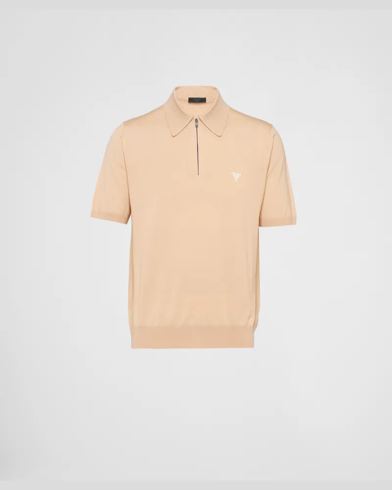 Prada Poloshirt aus Superfine-Wool Sandbeige