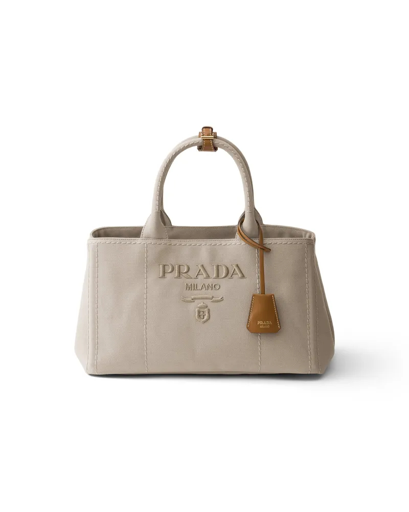 Prada Jardinière Große Handtasche Aus Baumwoll-canvas, Damen, Natur Natur