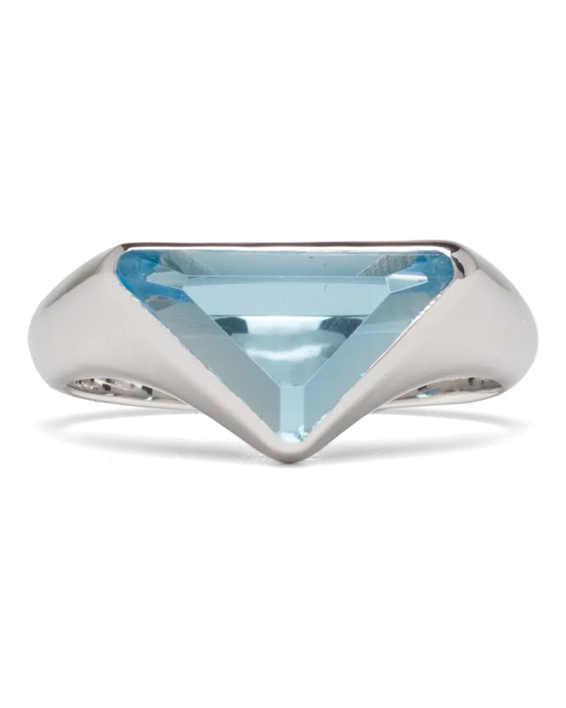 Prada Logo-Ring mit Schweizer Topas in Blau Silber