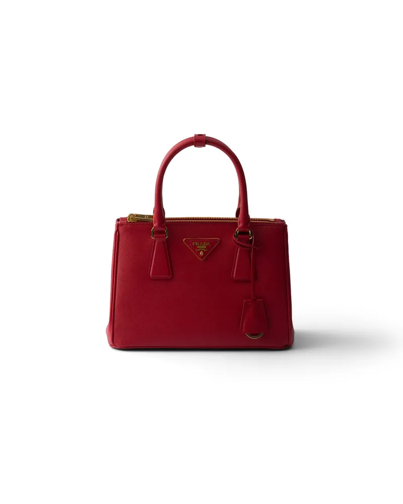 Prada Kleine  Galleria Tasche Aus Saffiano-leder, Damen, Feuerrot Feuerrot
