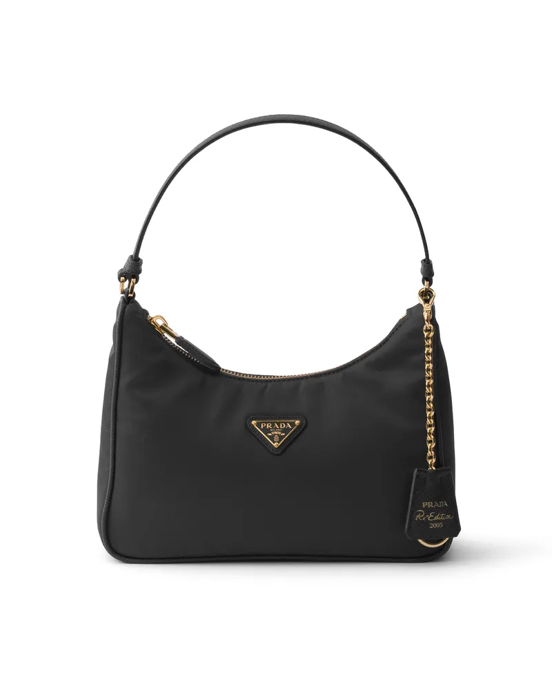 Prada Re-edition 2005 Mini Bag Aus Re-nylon , Damen, Schwarz Schwarz
