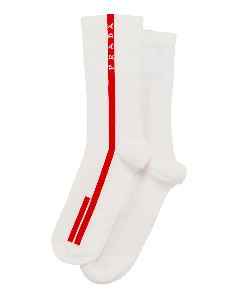 Prada Socken Aus Funktionsnylon, Damen, Weiss, Größe Weiss