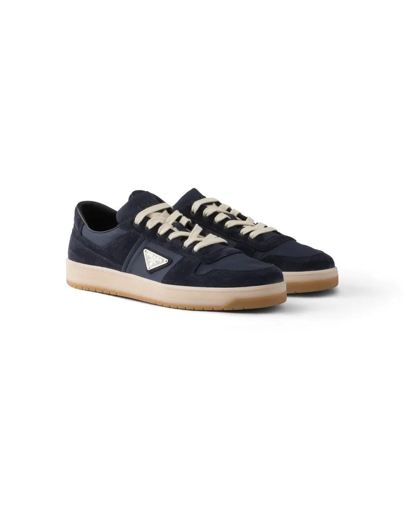 Prada Downtown Sneaker Aus Re-nylon Und Wildleder, Herren, Blau, Größe 10 Blau