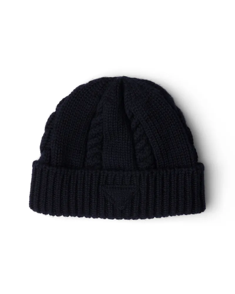 Prada Strickmütze Aus Wolle, Damen, Blau, Größe Blau