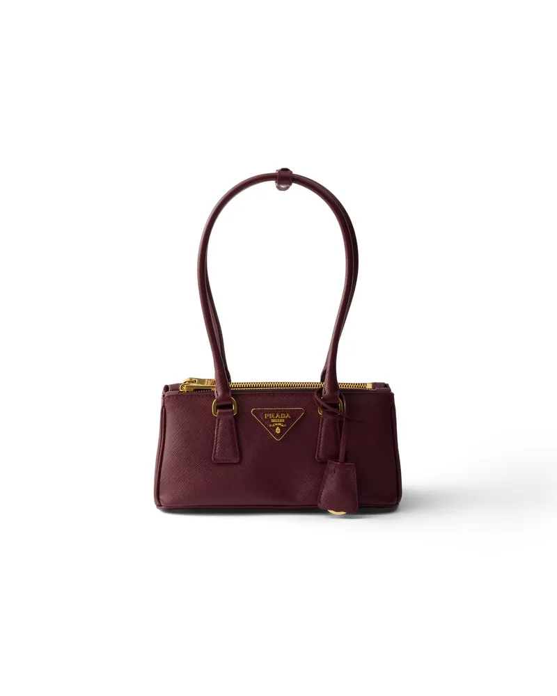 Prada Galleria Mini Bag Aus Saffiano-leder, Damen, Burgundy Burgundy