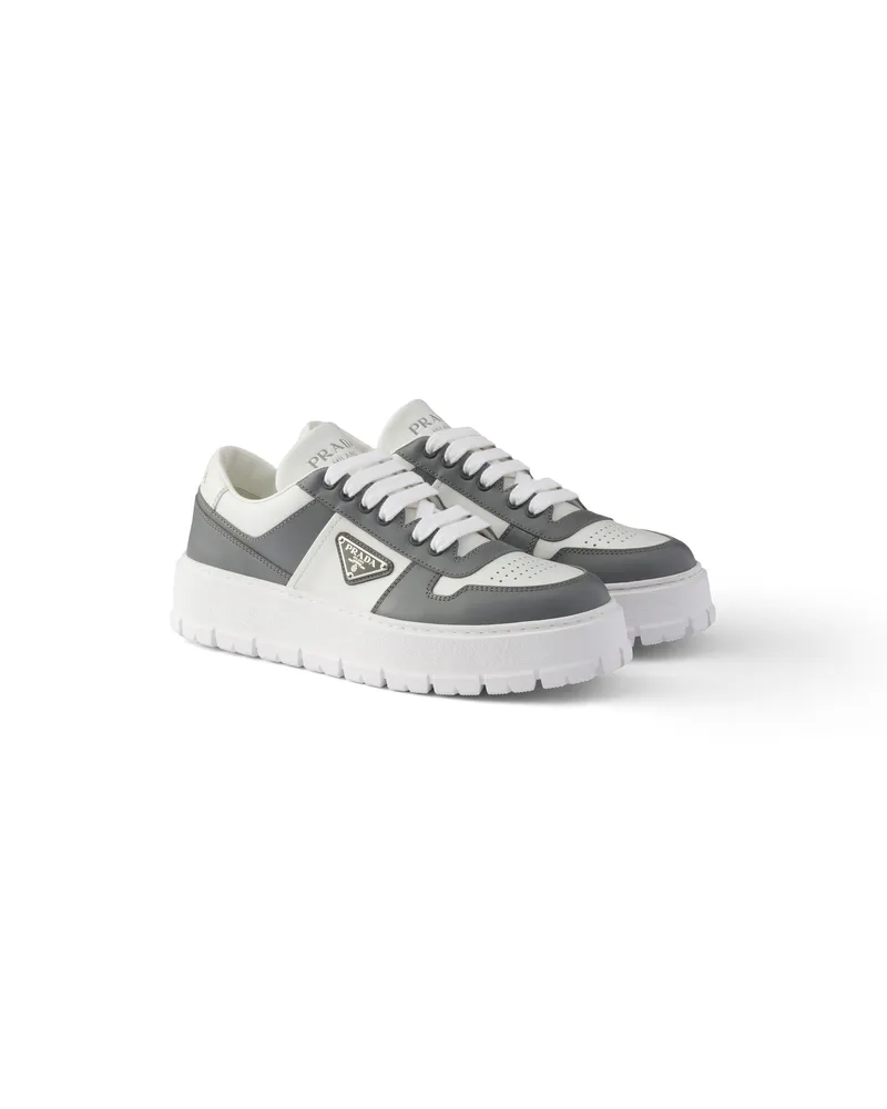 Prada Sneaker Aus Leder, Herren, Weiss/stahl, Größe 9 Weiss