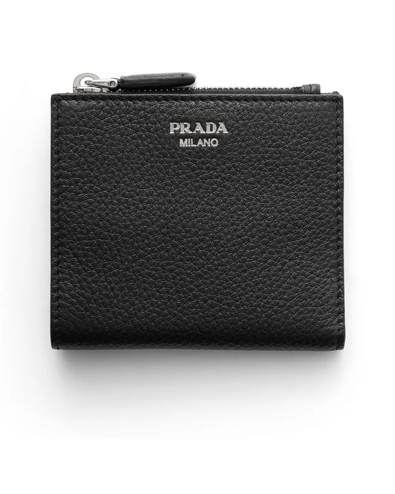 Prada Kleine Geldbörse Aus Leder, Herren, Schwarz Schwarz