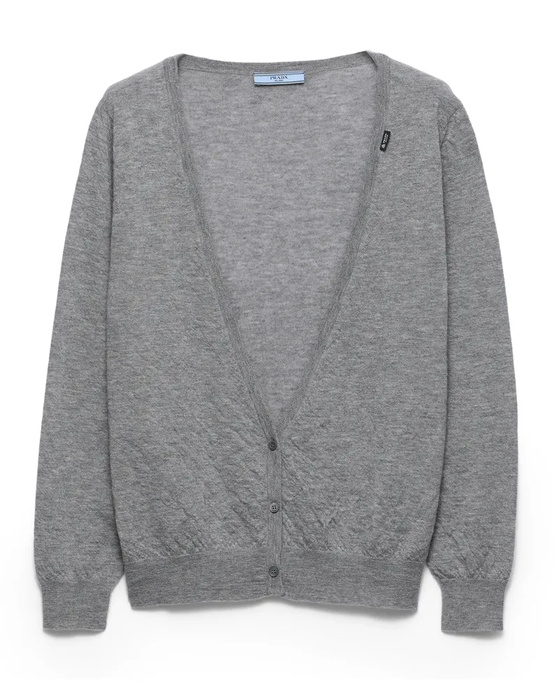 Prada Strickjacke Aus Kaschmir, Damen, Grau, Größe Grau